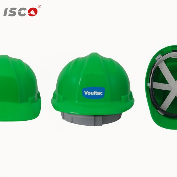green safety helmet