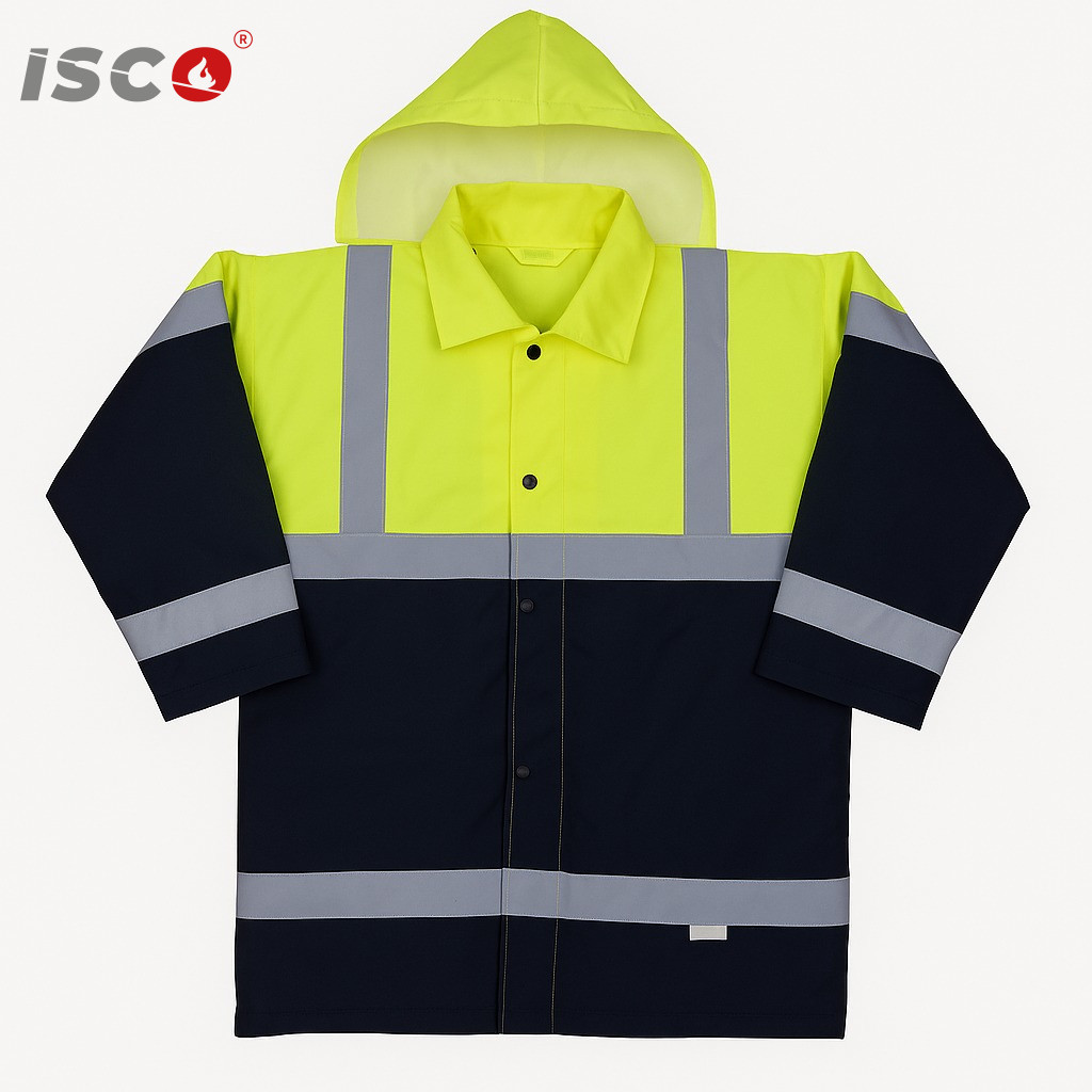 high visibility rain jacket yellow navy