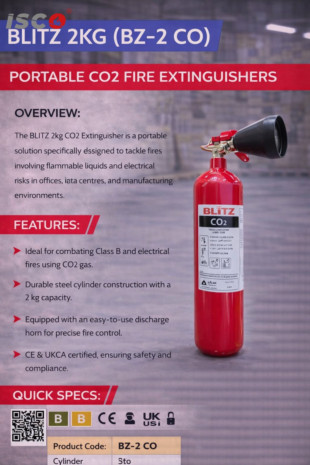 طفاية الحريق BLITZ 2KG (BZ 2 CO) طفاية الحريق BLITZ 2KG (BZ 2 CO)