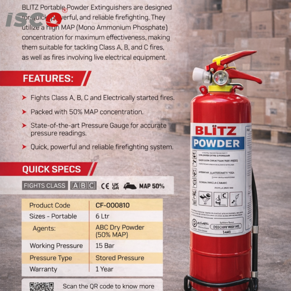 طفاية الحريق BLITZ سعة 1 كجم (موديل BZ 1 KG ABC P)