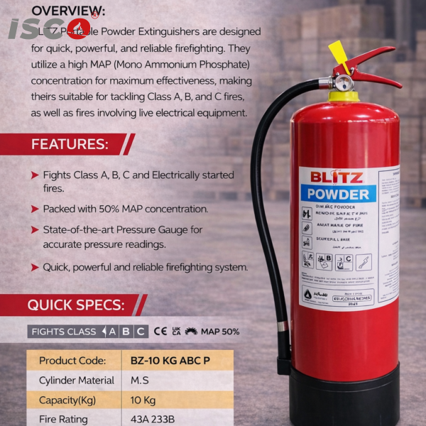 طفاية الحريق BLITZ سعة 10 كجم (موديل BZ 10 KG ABC P)
