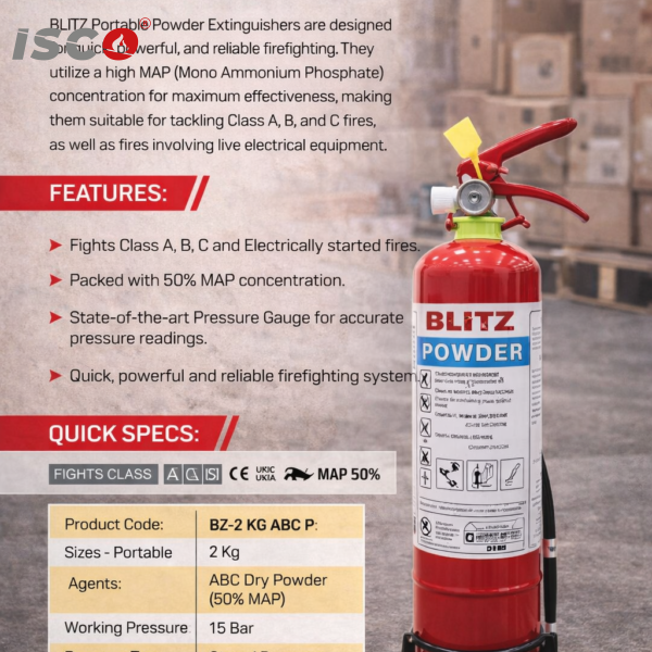 طفاية الحريق BLITZ سعة 2 كجم (موديل BZ 2 KG ABC P)