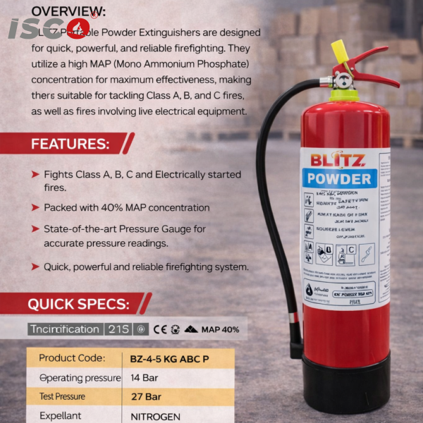 طفاية الحريق BLITZ سعة 6 كجم (موديل BZ 6 KG ABC P)