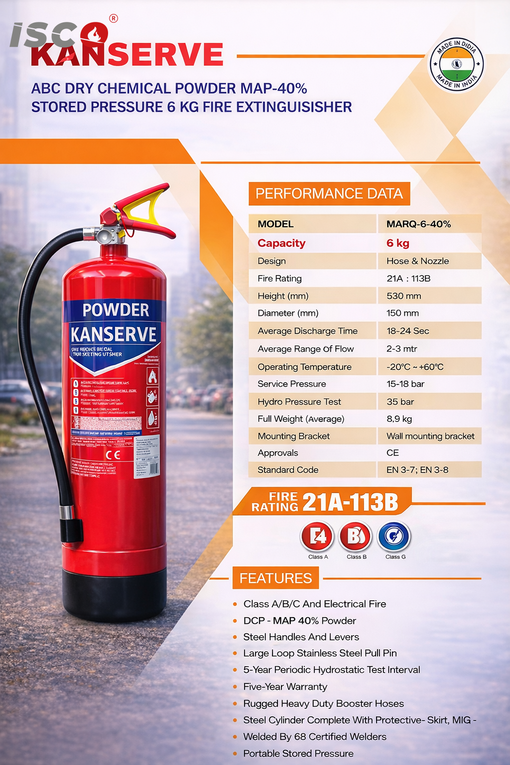 طفاية حريق DCP 6 كجم 40% MAP K ANSERVE طفاية حريق DCP 6 كجم 40% MAP K ANSERVE