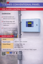 لوحة إنذار الحريق التقليدية ذات المنطقتين (2 Zones Conventional Panel)