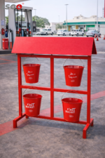 طقم سطول حريق مع حامل ومظلة