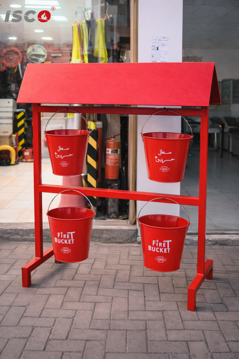 طقم سطول حريق مع حامل ومظلة