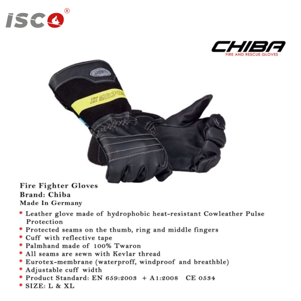 قفازات رجال الإطفاء والإنقاذ من العلامة التجارية الألمانية الشهيرة Chiba